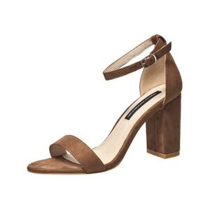 FC Drem Women’s Taupe Brown Suede Ankle-Strap Block Heel Sandal Women Size 9 NEW
